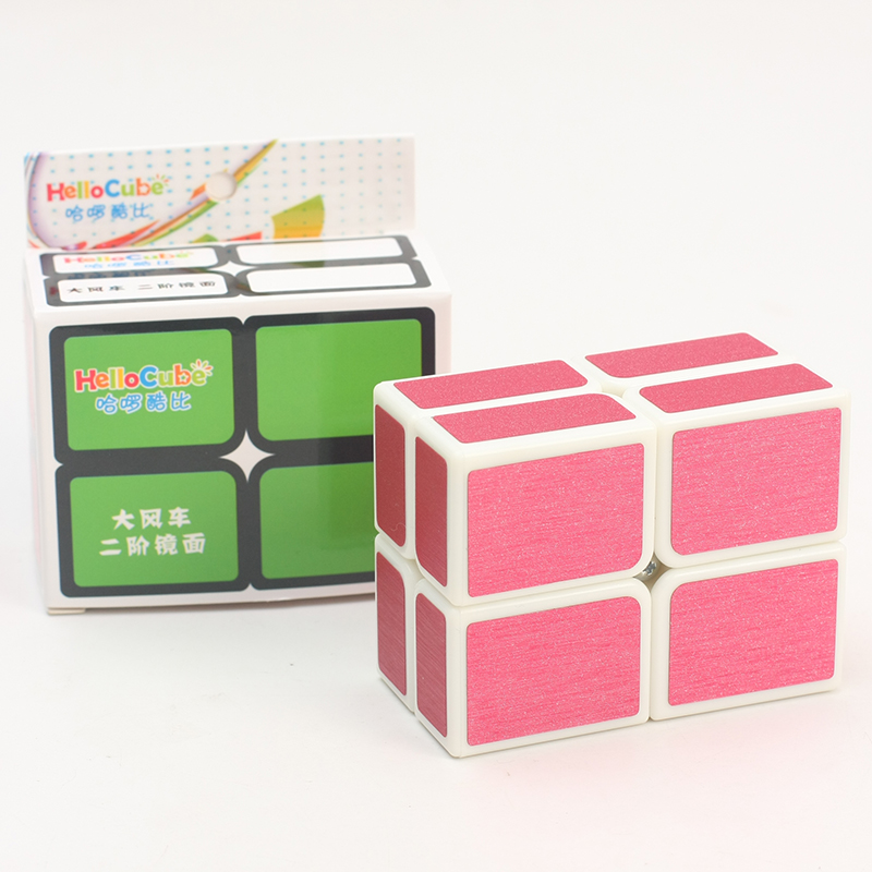HELLOCUBE二阶镜面大风车魔方(白底+拉丝红贴纸)