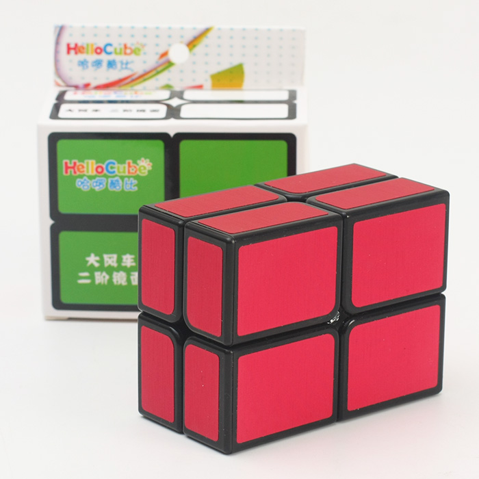 HELLOCUBE二阶镜面大风车魔方(黑底+拉丝红贴纸)