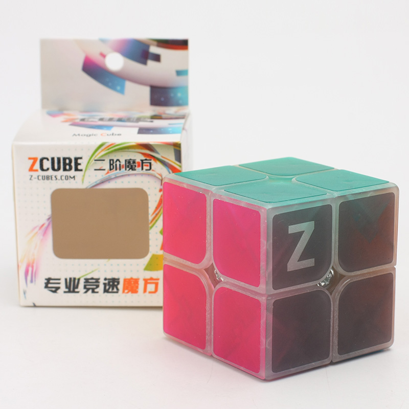 ZCUBE二阶魔方(夜光蓝+磨砂粉贴纸)